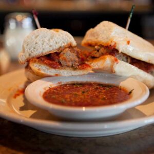 Cables Pub and Grill Greeley, Colorado restaurant and bar meatball marinara sandwich