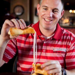 Cables Pub and Grill Greeley, Colorado restaurant and bar pizza flares with gooey cheese